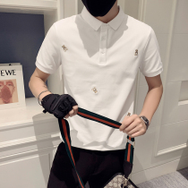 Bear embroidery handsome lapel high-end polo shirt men trend brand summer lead T-shirt men pop short sleeve