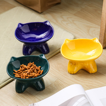 Cat bowl Ceramic protection cervical spine anti-tipping high foot oblique mouth cat food bowl Cat food bowl Cat bowl Dog bowl Pet rice bowl