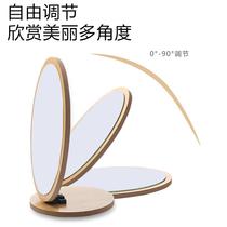Wooden folding desktop makeup mirror dormitory desktop schoolgirl large vanity mirror portable simple Beauty Mirror