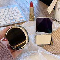 Folding small mirror women carry portable Mini small makeup mirror ins Wind hand holding double mirror advanced sense