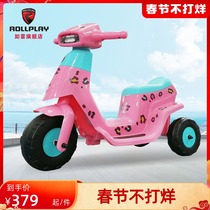 American rollplay Thunder Children's Electric Motorcycle Boys and Girls Ride Tricycles Can Sit on Baby Toys
