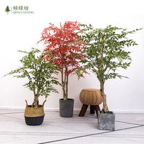 Simulation plant Red Maple potted banyan tree plastic green maple living room ornaments fake tree large landscaping indoor floor decoration