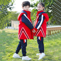 Pupil school uniform winter cotton-padded jacket first grade kindergarten garden clothing winter cotton-padded coat winter red cotton-padded jacket
