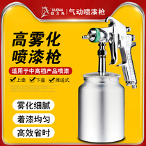 Sharp Force Horse Press Type Pneumatic Paint Spray Gun W71S-77G Car Furniture Sheet Metal Sheet Gold Emulsion Paint Spray Gun Tool