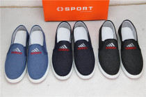 Spring and autumn new old Beijing denim elastic mouth casual mens black cloth shoes non-slip pedal young and middle-aged flat shoes