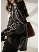 Sheep leather clothing women 2021 autumn and winter new womens short motorcycle jacket slim slim lapel leather coat