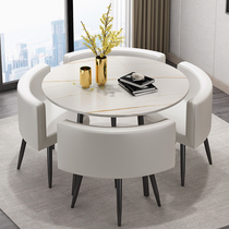 Rock plate dining table modern simple negotiation reception table chair group combined with light luxury marble milk tea shop casual small round table