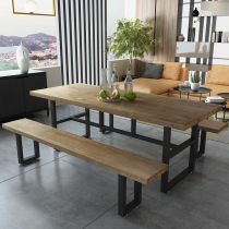 Factory direct American retro dining furniture Hotel complete sets of dining tables and chairs Rectangular square table Household dining table Solid wood