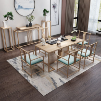 Tea table Modern Chinese tea table and chair combination Teahouse tea shop log tea table Zen tea boss reception table real