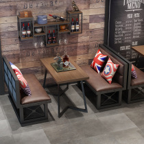 American industrial wind iron cafe bar sofa chair restaurant hot pot barbecue restaurant retro sofa deck combination