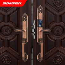  Sige rural villa door fingerprint lock double door household anti-theft European-style folio smart lock Copper door password lock
