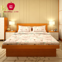  Red apple furniture Modern minimalist bed High box bed Nordic multi-function storage bed Double bed solid wood bed Bedroom bed