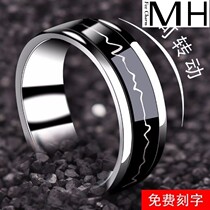 Can be lettered single male ring male personality trendsetter titanium steel index finger domineering ring Japanese and Korean version of the student simple gift