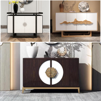  New Chinese style entrance cabinet foyer locker Modern simple solid wood shoe cabinet Zen dining side cabinet partition cabinet customization