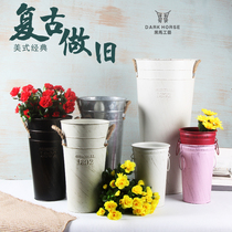 Vintage dried flowers flowers flower arrangements buckets pastoral home accessories flower buckets flower pots flower pots flower shops flowers tin buckets