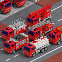Large water-spraying fire truck toy set Children crane ladder sprinkler engineering boy all kinds of cars