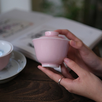  Xiaoqian Shanfang Wanhua cover bowl Jingdezhen monochrome glaze hand-painted ceramic household single tea bowl Tea cup Kung Fu tea set