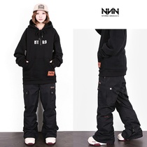 NNN Korea ski pants straight tube pants high waterproof wind outdoor loose slim wear-resistant men and women single double board black