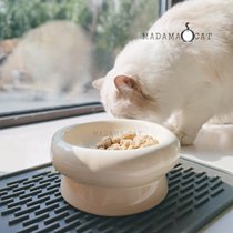 MADAMA CAT macaron color simple cat ceramic high-legged bowl petal cat bowl cervical spine protection