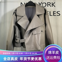 Jiang Shuying with 2021 autumn new leather leather women's short coat loose profile motorcycle high waist leather jacket