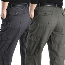 Winter new mens casual pants overalls large size loose straight long pants cotton Joker middle-aged mens trousers