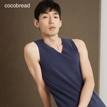 V collar Mens No Marks Warm Silk Plus Suede Thickened Cotton Inner Hitch Bottom Sleeveless Vest Black Tech Fever Blouse
