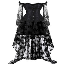 Palace ball ladies corset split suit flat shoulder long sleeve lace shaping suit foreign trade supply
