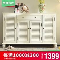 Solid wood American shoe cabinet Household door large capacity louver door Foyer cabinet Partition cabinet Locker Entrance door entrance cabinet