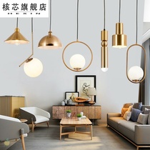 2021 net red living room lights Nordic light luxury dining room lights simple modern all copper bedroom bedside long line Net red lamps