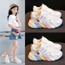 Girls  shoes summer 2021 new white shoes daddy shoes middle child little girl sports shoes childrens net shoes