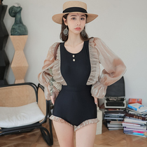 Swimsuit women 2021 new super immortal ins wind one-piece slim cover belly sunscreen long-sleeved hot spring vacation conservative swimsuit