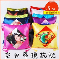 Heat transfer new satin red personalized custom creative photo gift advertising square belt spike pillow
