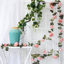 Simulation flower rose balcony hanging basket vine chair decorative ceiling air-conditioning pipe shielding winding decorative flower rattan