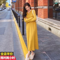 Net red autumn and winter 2021 new maternity casual knitted hooded autumn long sleeve long-sleeved jumpsuit skirt