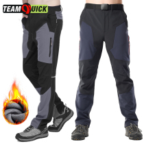 Winter bicycle casual riding pants anti-splashing water pants men plus velvet padded soft shell mountaineering pants KD-325