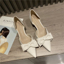 Single shoe 2022 new spring and autumn pointed fine heel 2021 white French style small heel shoe high heel sandal sandal sandal