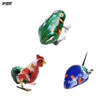 Mechanical tin drinking frog clockwork toy cock baby bouncing small toad toy jumping frog