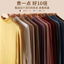Semi-high collar base shirt female Spring and Autumn wear thin modal long sleeve slim Foreign Air white T-shirt top