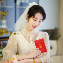 Legal Collar Certificate Registration Advanced Feeling Engaged Little White Dress Gown Everyday Can Wear Palace Windless Dress Princess Long Sleeve