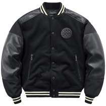 VIP winter baseball uniform mens thickened stitched woolen coat high street jacket American retro design cotton coat