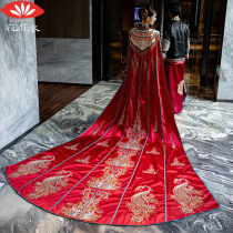 Xiuhe clothing trailing long cloak 2021 new large shawl Chinese wedding Fengguan Xia traditional costume wedding dress summer