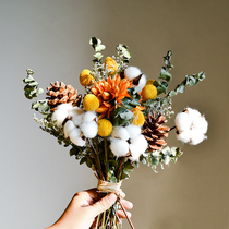Dried flower bouquet decoration decoration cotton real flower eucalyptus leaf daisy pine cone wall hanging wall living room decoration home furnishing