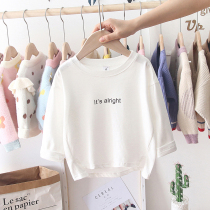 Girls cotton T-shirt spring and autumn small children boy baby round neck long sleeve base shirt coat fashion simple tide