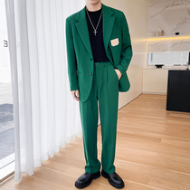 Senior sense mens set with handsome Autumn Tide brand suit suit suit mens loose suit pants two-piece suit