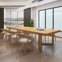 Nordic solid wood conference table long table simple modern library desk desk desk negotiation table and chair combination Workbench