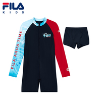 (UV protection)FILA Fila childrens clothing boys one-piece swimsuit summer new childrens sunscreen long-sleeved swimsuit