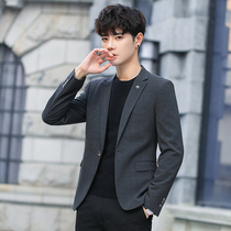  Autumn plaid small suit mens suit Korean version of the trend slim-fitting suit handsome casual suit jacket top single piece
