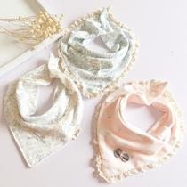 Female baby triangle saliva towel pure cotton infant bib pocket lace double-layer snap scarf Korean version