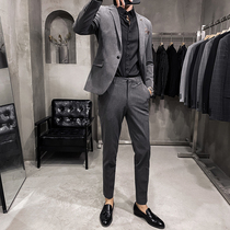 Casual suit mens suit spring and autumn slim size Korean trend mens small suit groom wedding dress xy