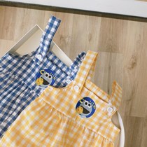 Male and female children with pants summer clothes new baby shorts infant casual jumpsuit small children Korean lattice pants